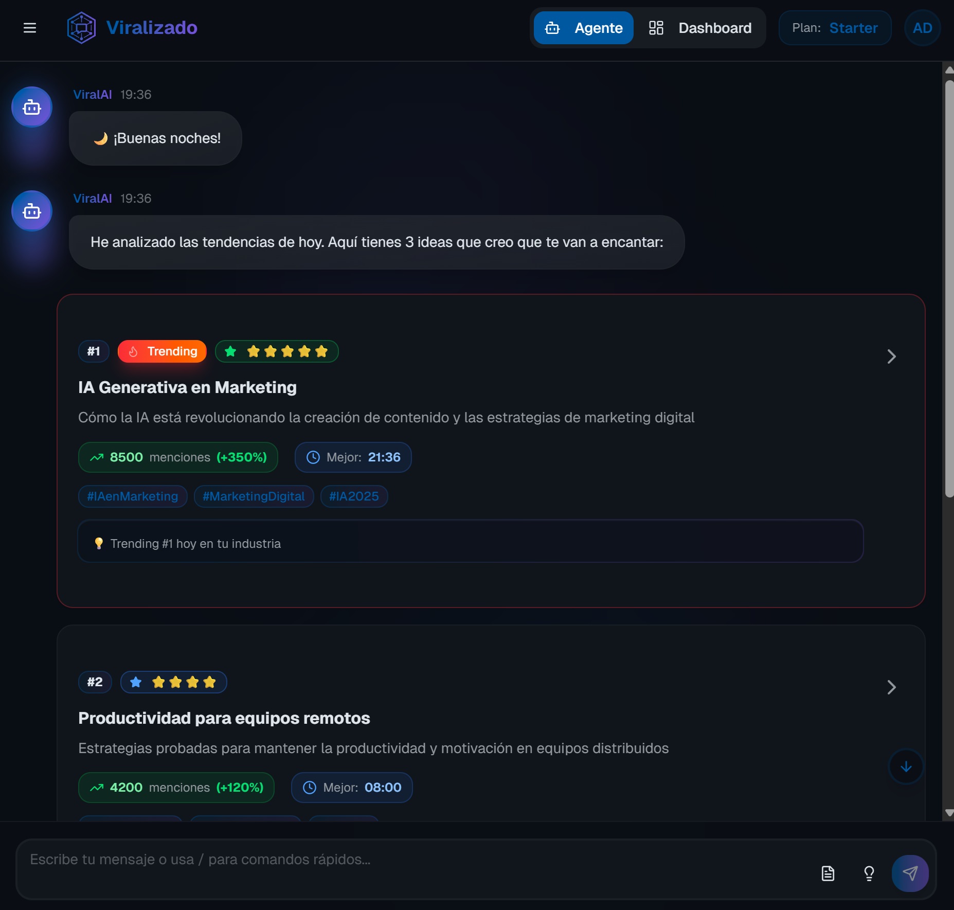 Viralizado Dashboard Preview